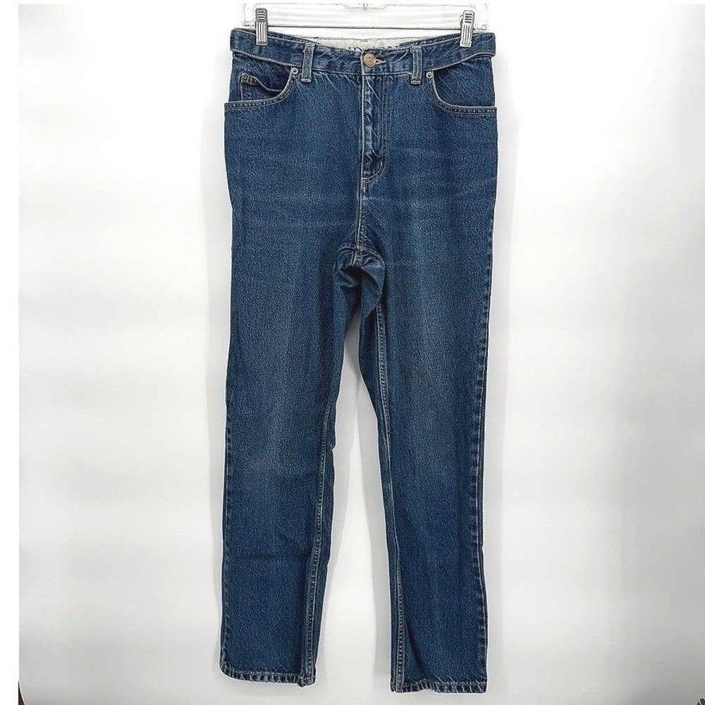 Lands End Jeans High Rise Straight Leg Stretchy Waist Blue Denim Classic Size 6